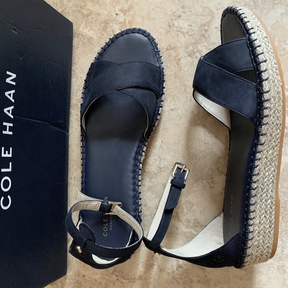 COLE HAAN CLOUDFEEL ESPADRILLE MARINE BLUE SANDALS - Picture 8 of 10